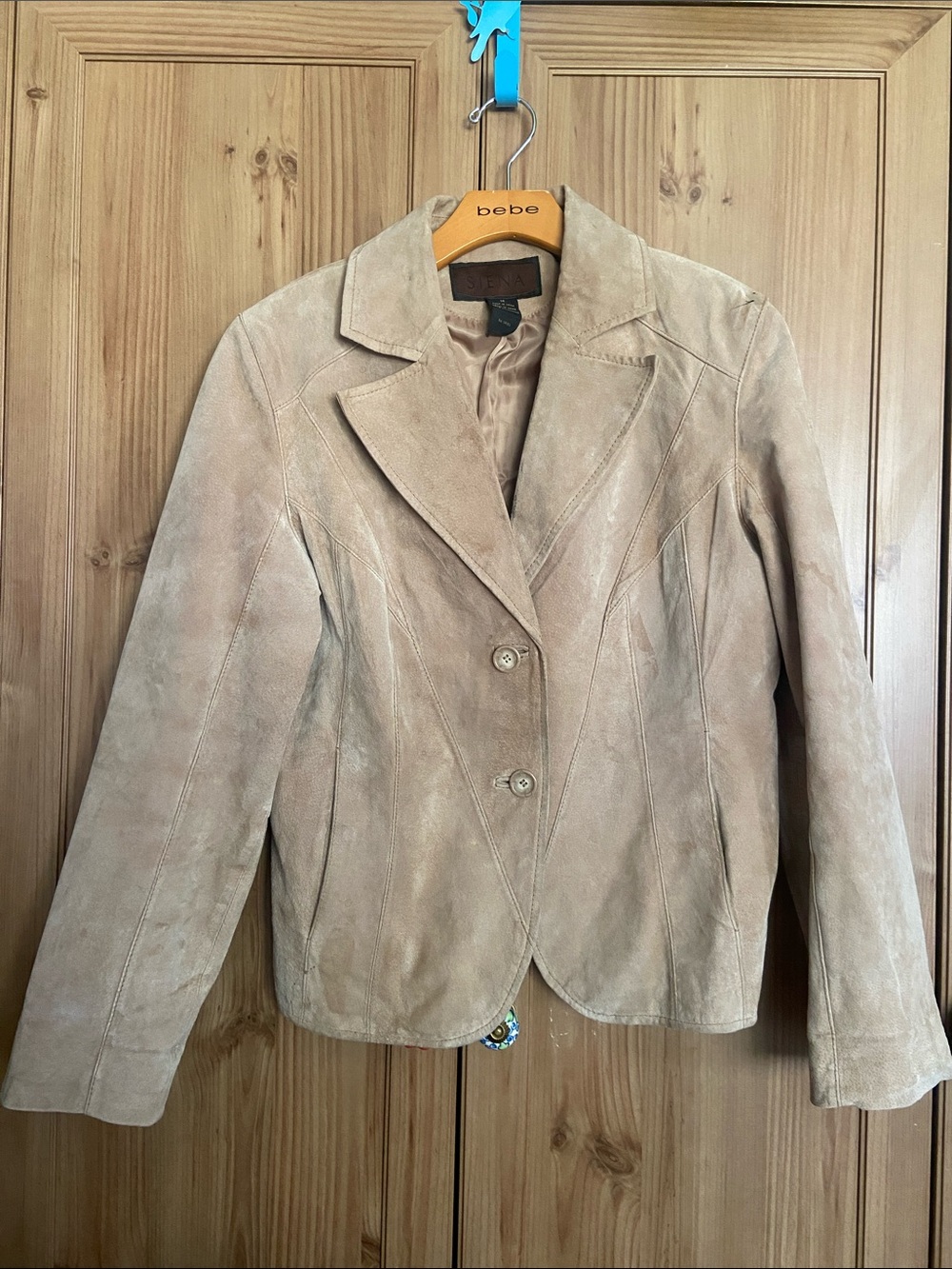Siena Studio Beige Suede Leather Vintage 1990s Y2K Blazer Jacket 14
